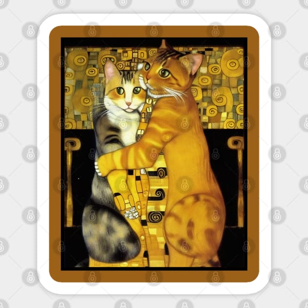 Cat Kiss, Gustav Klimt style Sticker by Babush-kat